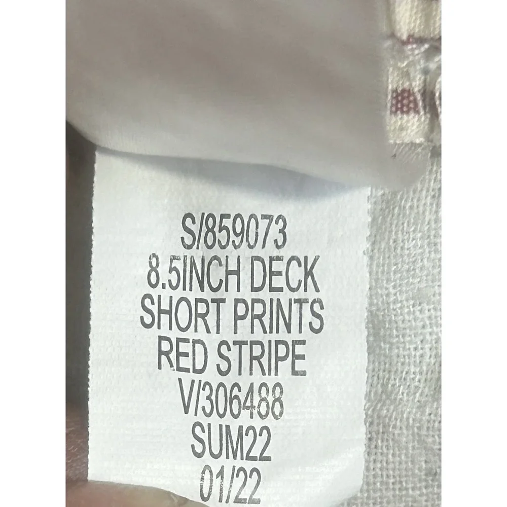 Banana Republic Deck Shorts Mens Large Red Striped Elastic‎ Waist Drawstring
